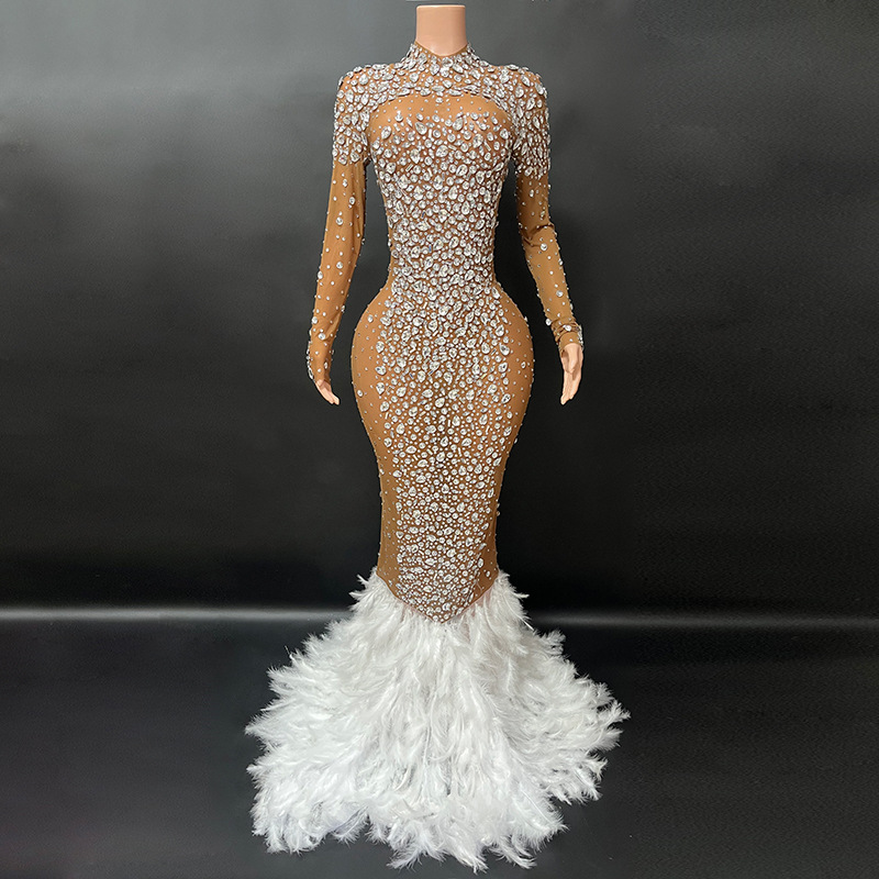 Photography Wedding - Yeni köpüklü düğün elbisesi tüy uzun