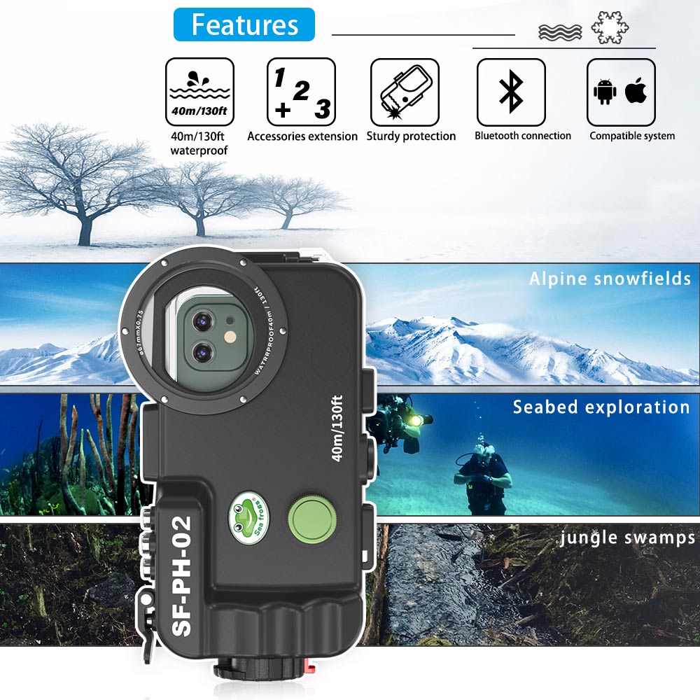 Lens Case Pouch - Seafrogs iPhone 15/15Pro/15ProMax Bluetooth Kontrolü Su