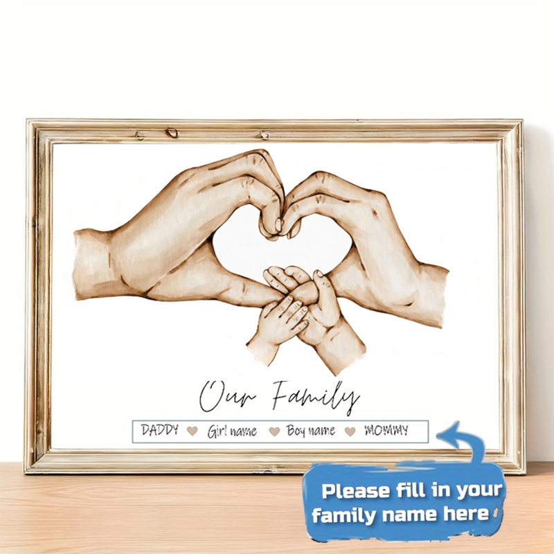 Photography Image - Kişiselleştirilmiş Özel Aile El Posteri İsimli