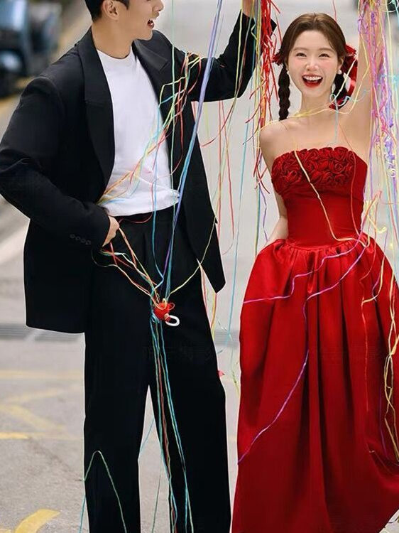 2025 Yeni Kırmızı Straplez Çiç - Photography Wedding incelemesi ve fiyatı