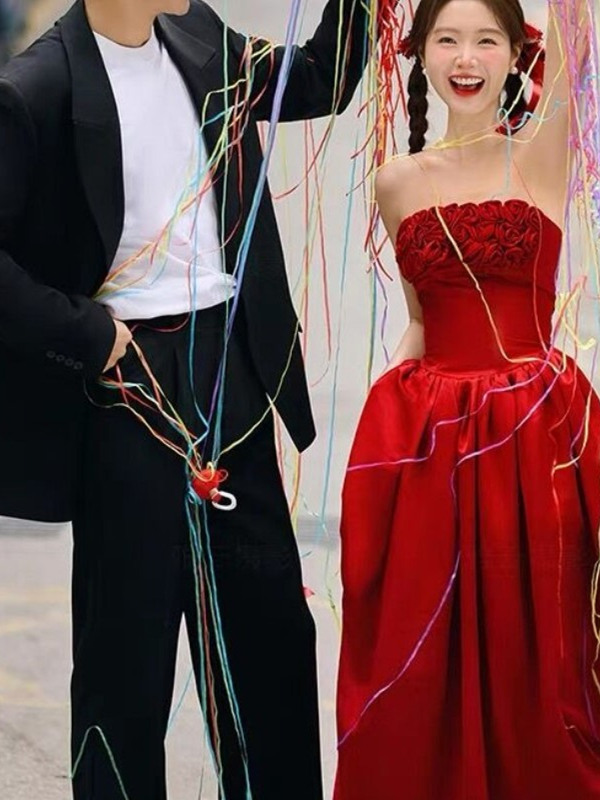 2025 Yeni Kırmızı Straplez Çiç - Photography Wedding incelemesi ve fiyatı